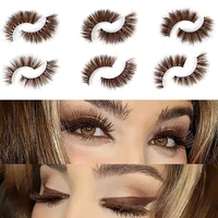 3d brown eyelashes lash extension mink hair thick wispies khaki false lash fluffy long natural beauty 1 pair