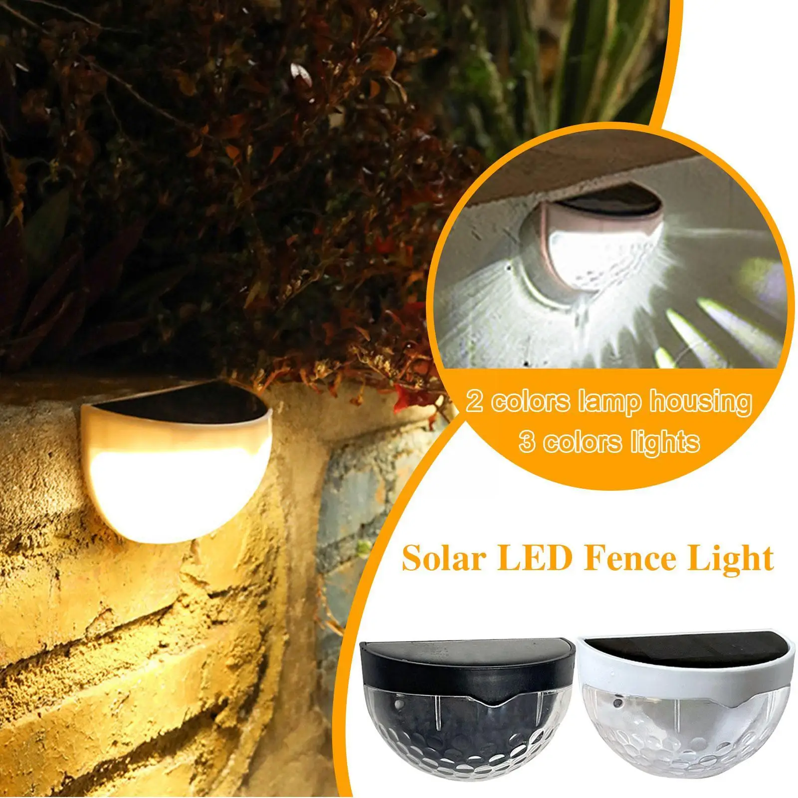 

Светодиодный настенный светильник на солнечной батарее для сада и забора, 2 шт.