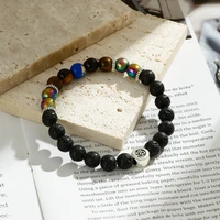 fashion white turquoise bead bracelet volcanic rock 8mm yoga elastic bracelets for women party jewelry