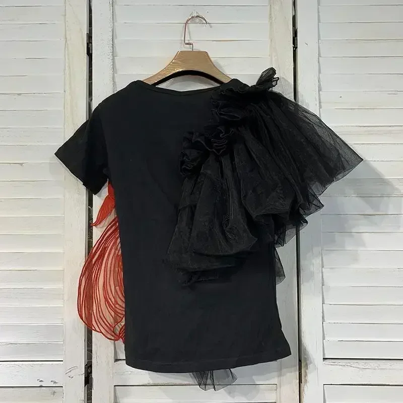 Дизайнерский трехмерный сетчатый топ с вышивкой высококачественный 2024 женская