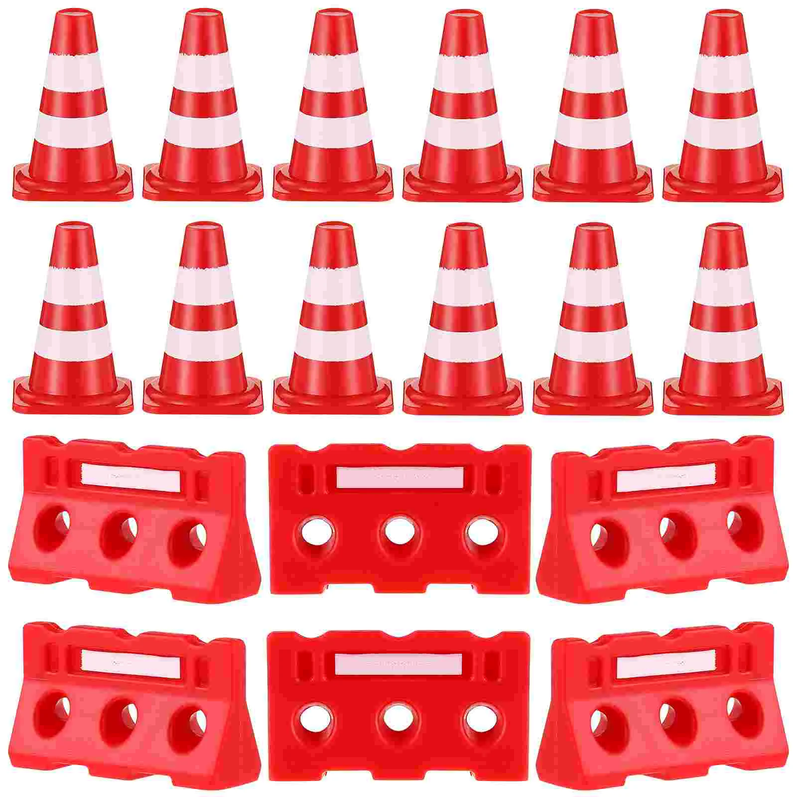 

24 Pcs Road Sign Barricade Toy Mini Traffic Cones DIY Ornaments Construction The Fence Signs Plastic Small Child Toys
