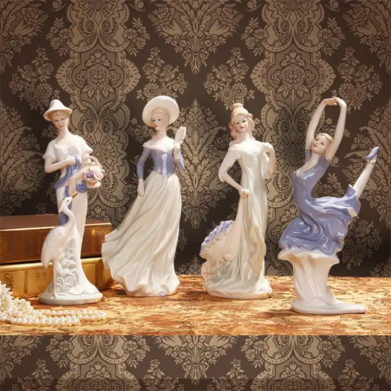 

Europe Ceramic Beauty Figurines Home Decor Crafts Decoration Western Porcelain handicraft Ornament Wedding Gift