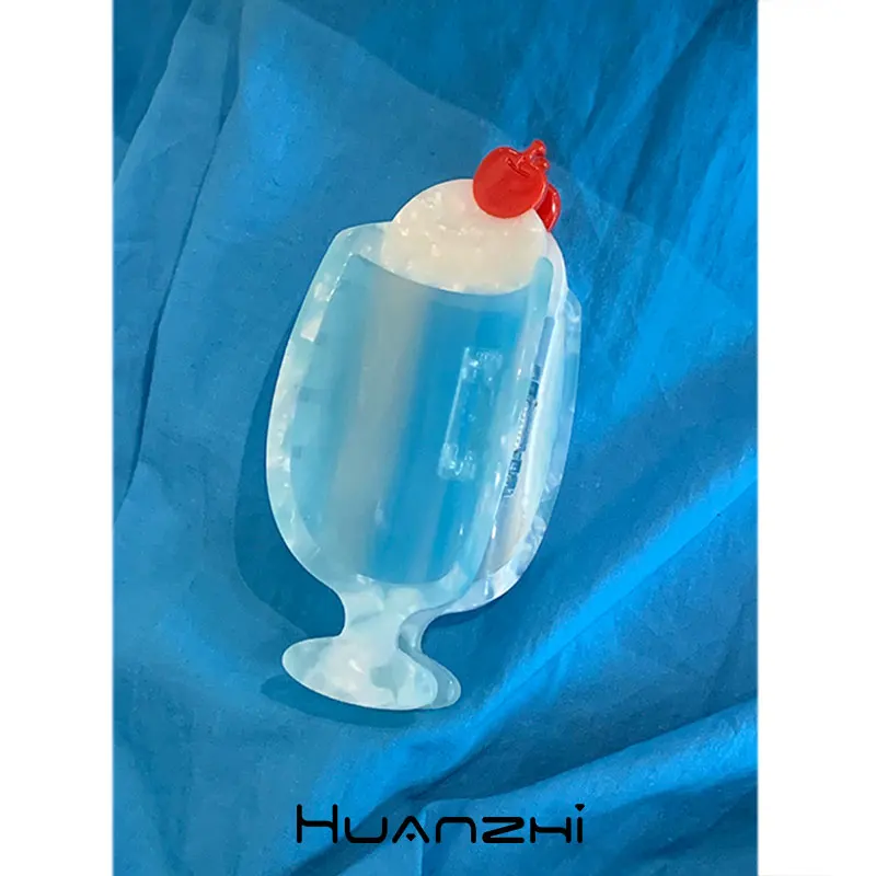 

Blue Wine Glass Ice Cream Soda Crab Acetate Claw Hair Clip Cocktail Funny Summer Shark Clip Headwear for Women Girl HUANZHI