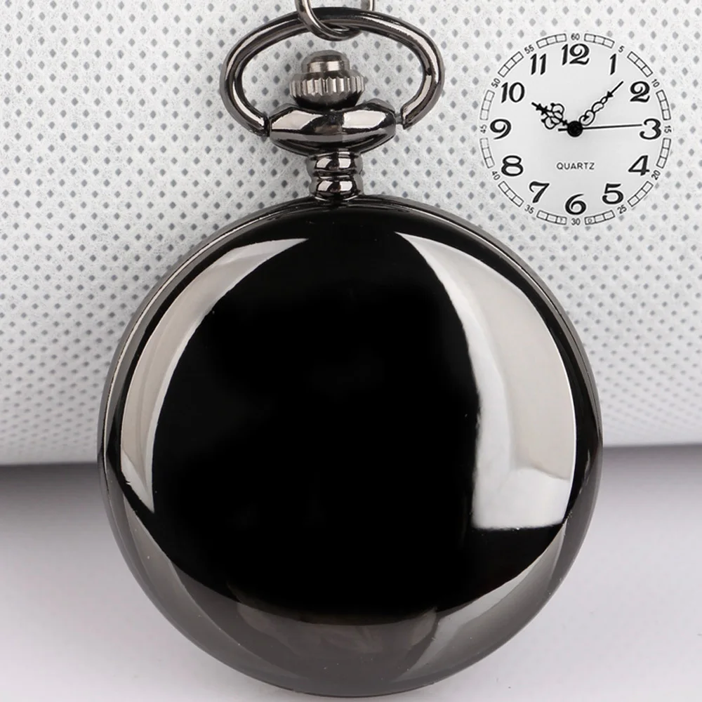 Очаровательные черные гладкие круглые модные часы из сплава ювелирные изделия дизайн изысканный для мужчин и женщин Подарочный брелок ожерелье
