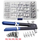 150 шт. заклепочные гайки M3 M4 M5 M6 M8 комплект или 1 шт. заклепочная гайка пистолет оправки гайка привод инструмент бытовой ремонтный инструмент половинный пистолет плоский винт