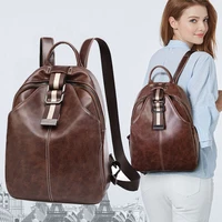 womens double shoulder bag head leather large capacity leather backpack 2022 new fashion trend simple and versatile schoolbag