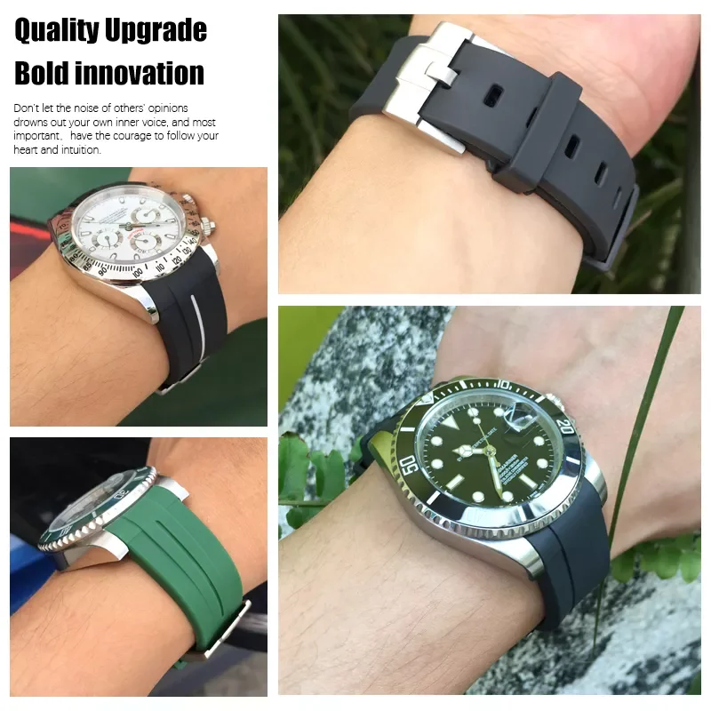 19mm 20mm Rubber Silicone Watchband Fit For Submariner Daytona DEEPSEA Oysterflex Rolex 21mm 22mm Watch Strap GMT Omega Seiko