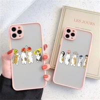fhnblj funny cartoon cat phone case for iphone x xr xs 7 8 plus 11 12 13 pro max 13mini translucent matte case