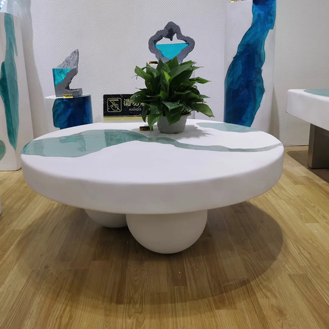 

Необычный экстравагантный абстрактный стеклянный журнальный столик, комбинированный дизайн, креативный прозрачный полимерный стол, мебел...