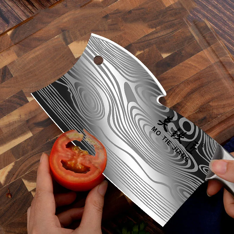 New Stainless Steel Kitchen Knives 5Cr15mov Chopping Slicing Knife Laser Damascus Pattern Chef Bone | Дом и сад