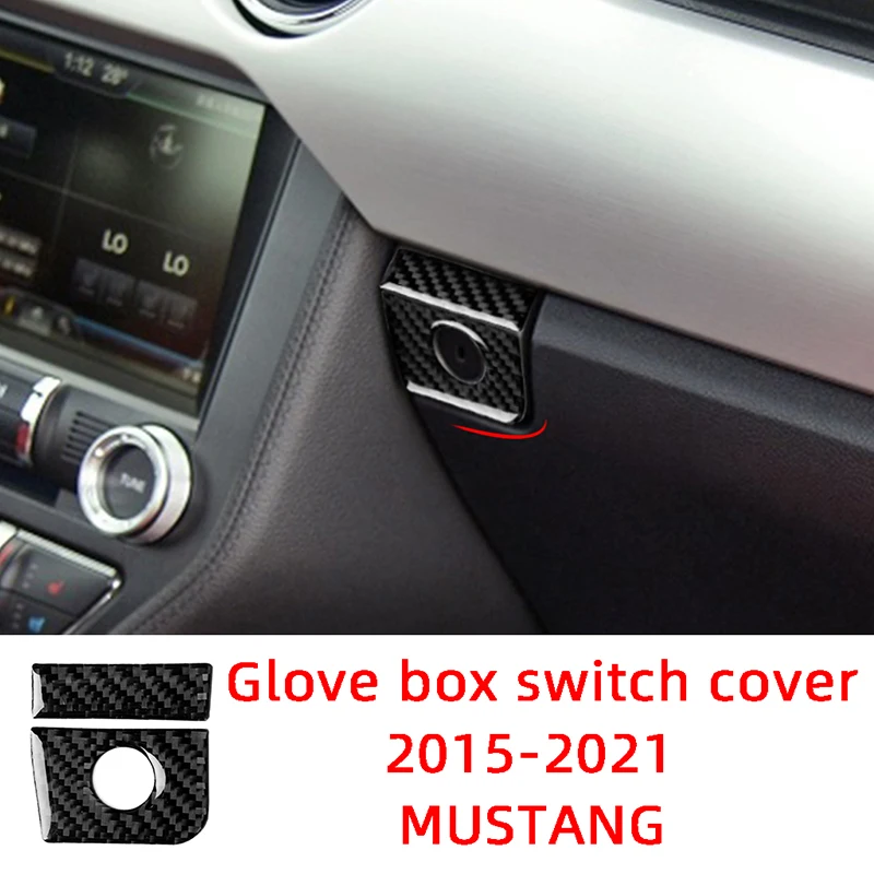 Caja de guantes de fibra de carbono para Ford Mustang 2015-2021, parche decorativo, accesorios interiores