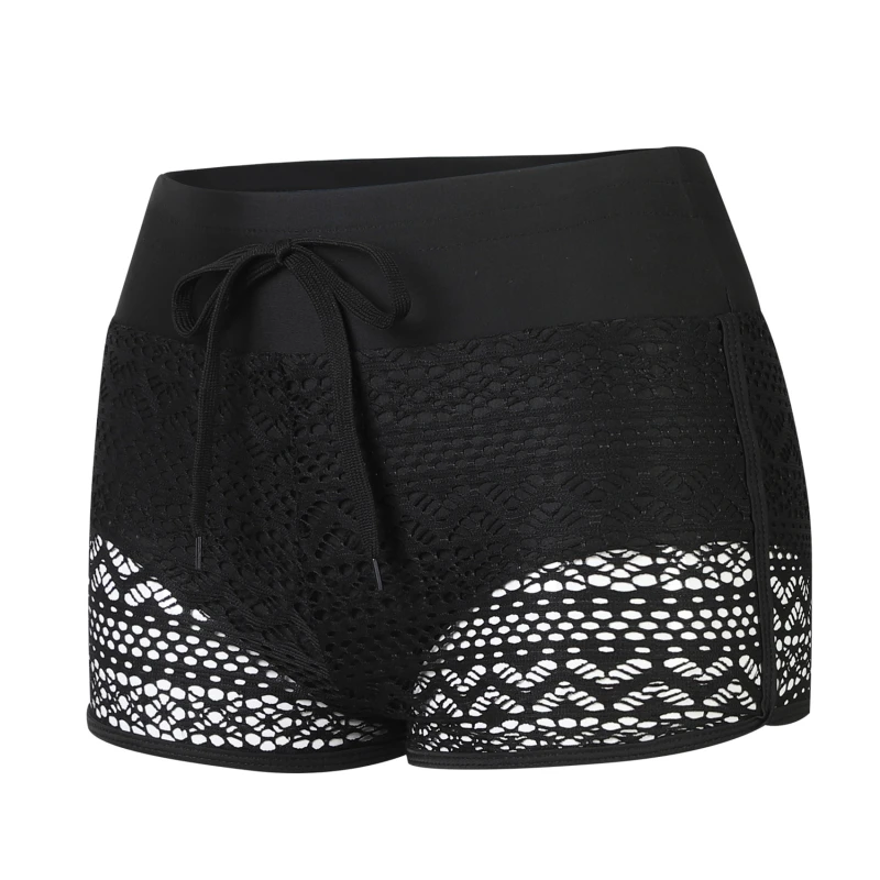 

Sexy Black Mesh Women's Swimming Lace Swimsuit Bottom Fat Swim Shorts Boxer Briefs New Panties Шорты Женские