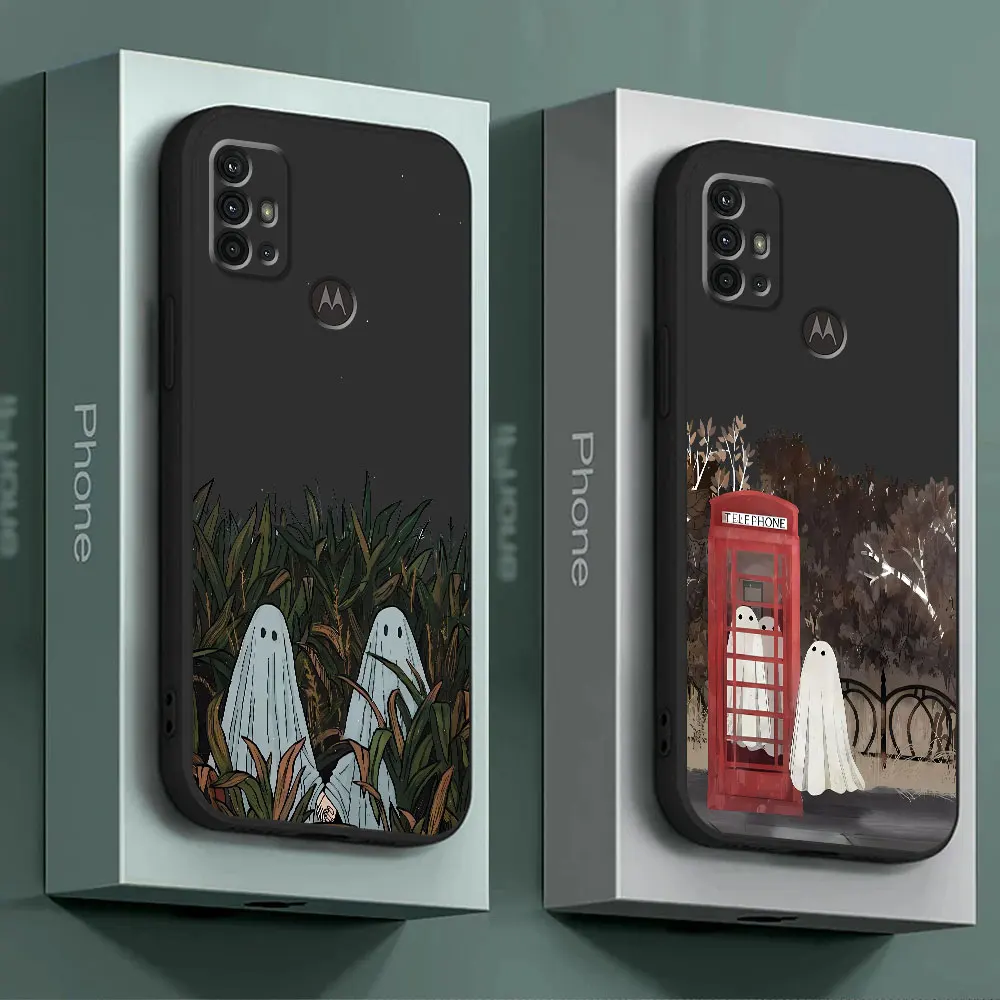Мягкий чехол-бампер из ТПУ с изображением маленького призрака для Motorola Moto G73 G60s G32