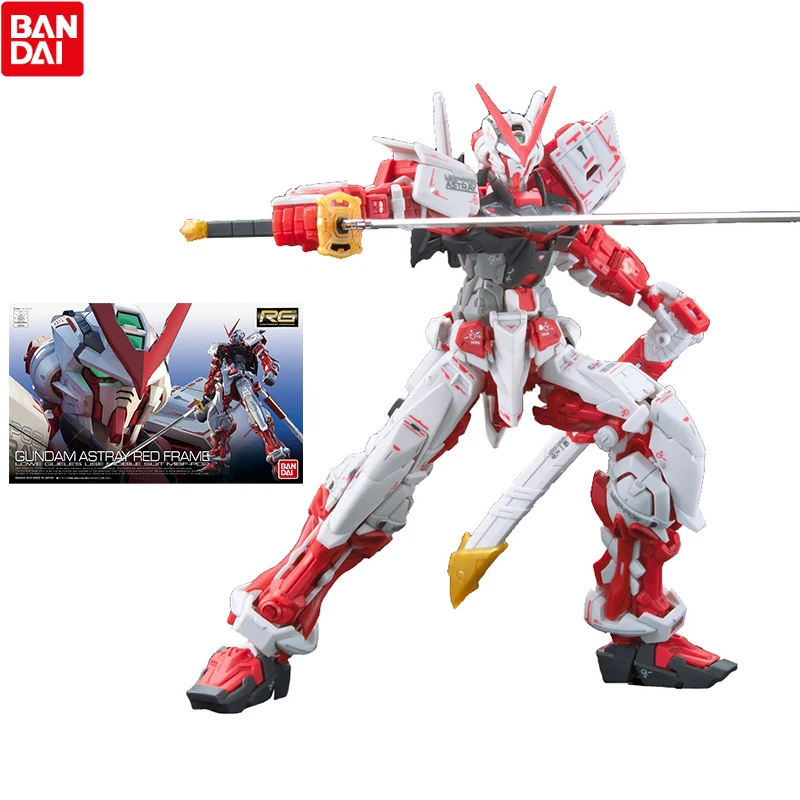 

Bandai Gundam Model Kit Anime Figure RG 19 MBF-P02 Astray Red Frame Genuine Gunpla Model Action Toy Figure Toys for Children