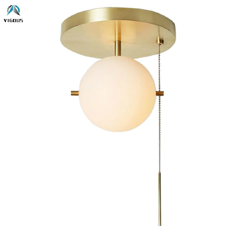 

H60cm Nordic Copper Glass Globe Lustre Led G9 Pendant Lights Corridor Luminaria Led Hanging Lamp Led Indoor Lighting Lamparas