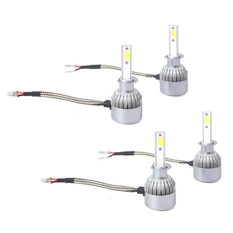 

New 4Pcs C6 LED Car Headlight Kit COB H1 36W 7600LM White Light Bulbs