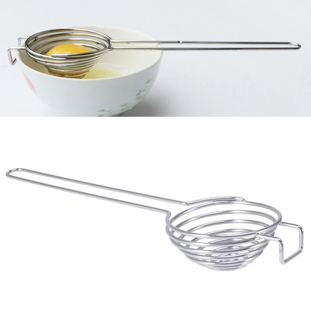 

New Portable1PC Spiral Stainless Steel Egg White Separator Egg Yolk Remover Divider with Long Handle Kitchen Tool