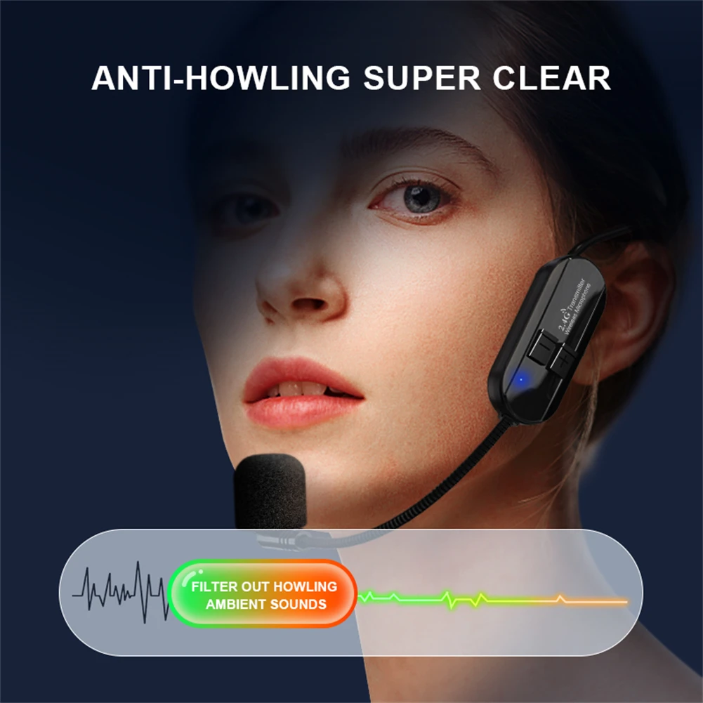

Pro Audio Equipment Wireless Microphone Audio Gear 2.4G 3.5mm Headwear Wireless 160FT Range Headset Mic USB Cable