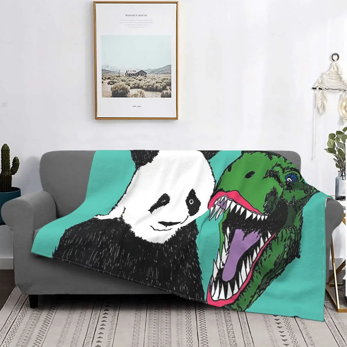 

Glamosaurus Rex Panda Blankets Velvet All Season Cartoon Animal Warm Throw Blanket for Bedding Bedroom Plush Thin Quilt