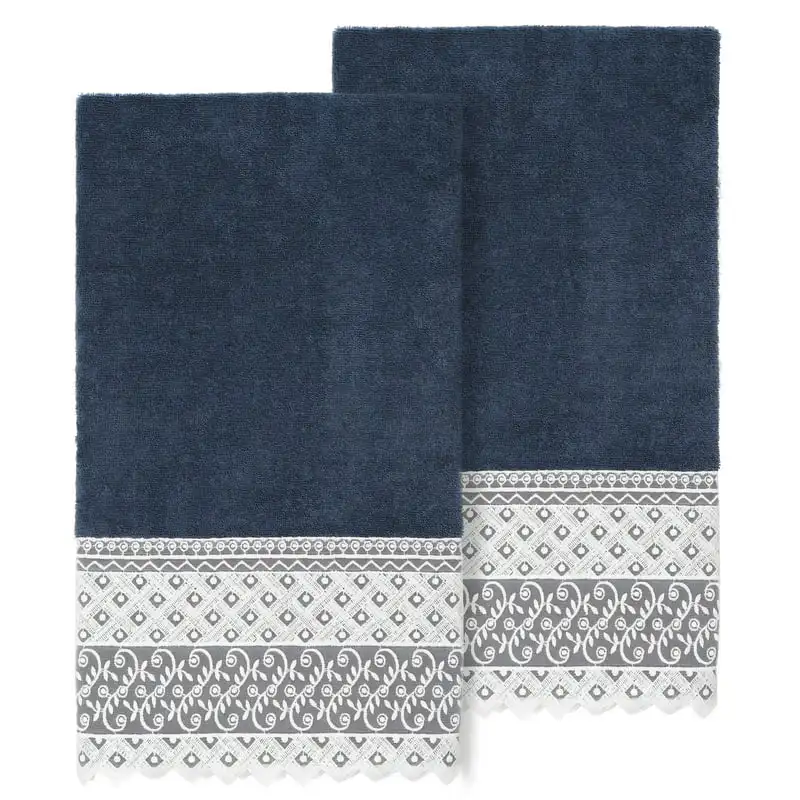 

Traditional/Contemporary 2 Pieces Cotton Bath Towel Set, Blue