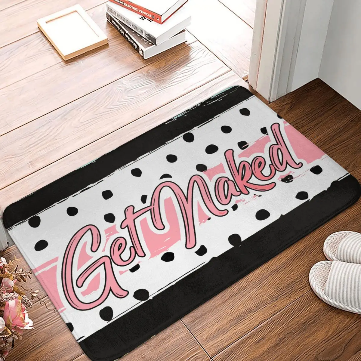 

Get Naked Anti-Slip Doormat Living Room Mat Polka Dots Pink Floor Carpet Entrance Door Rug Indoor Decorative