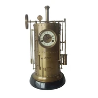 the large antique solid brass massive french style automatic steam engine industrial boiler mechanical table shelf clock