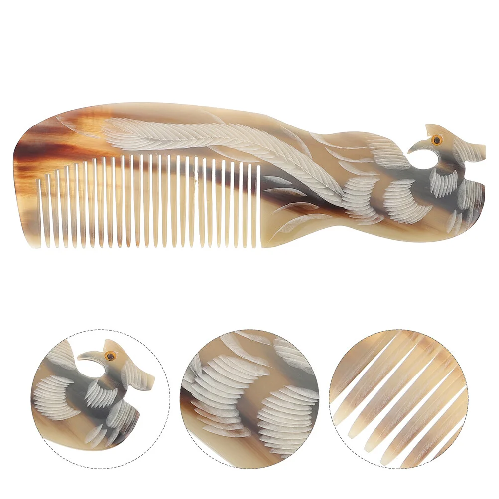 

3 Pcs Horn Comb Hair Combs Women Detangling Set Handcrafted Gift Wide Tooth Curly Horns Mens