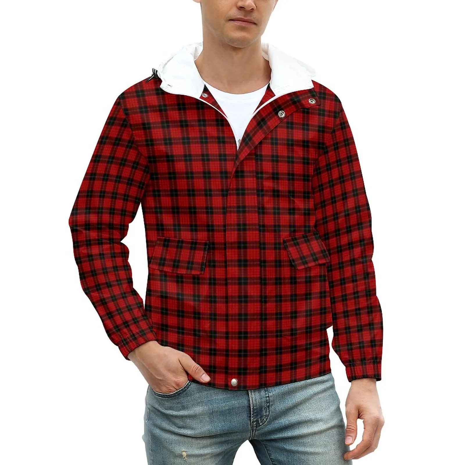 

Винтажная клетчатая повседневная куртка meen, аквалетная, с карманами, ветрозащитная мужская куртка на заказ, осенняя Современная Свободная ...