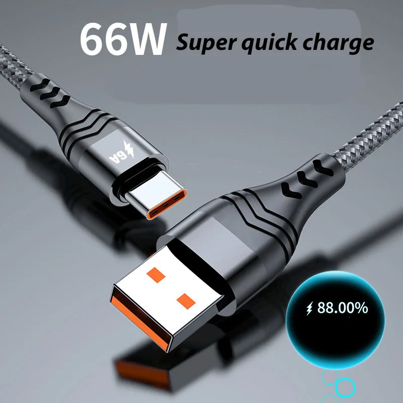 YOCPONO 66W Super 3M Quick-charge 11V6A Mobile Phone 2m Type-C Data Cable 12V5.5A For Huawei Xiaomi OPPO