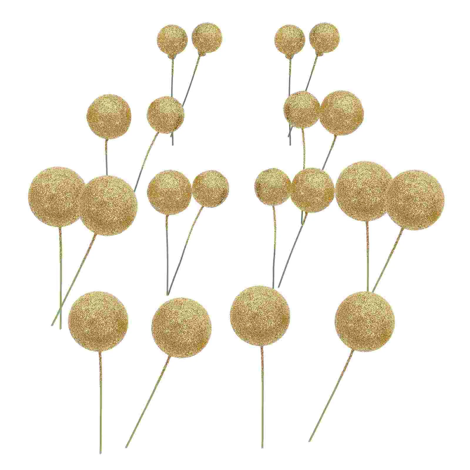 

20 Pcs Birthday Cake Topper Decorations Baking Supplies Wire Rod Replaceable Balls Party Cupcake Toppers Mini