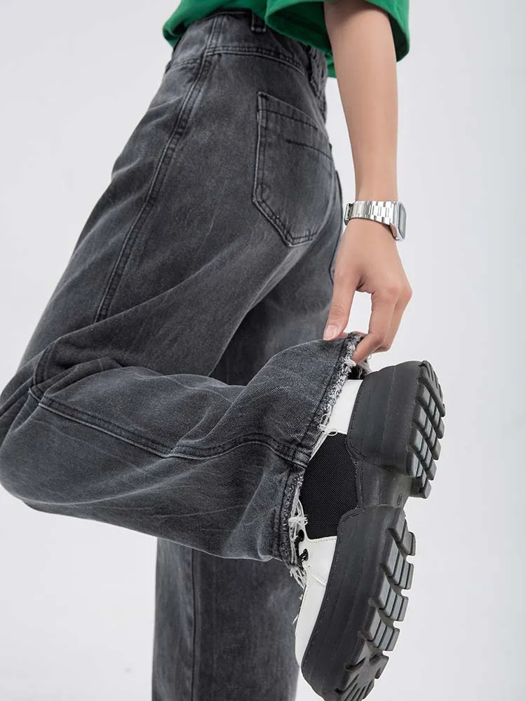 Винтажные женские джинсы с высокой талией корейская мода уличная одежда