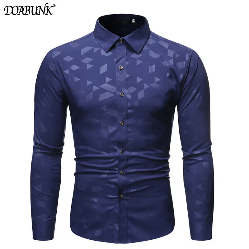 

2022 New Men's Slim Fit Printed Shirts Male Casual Long Sleeve Shirt Tops S-2XL