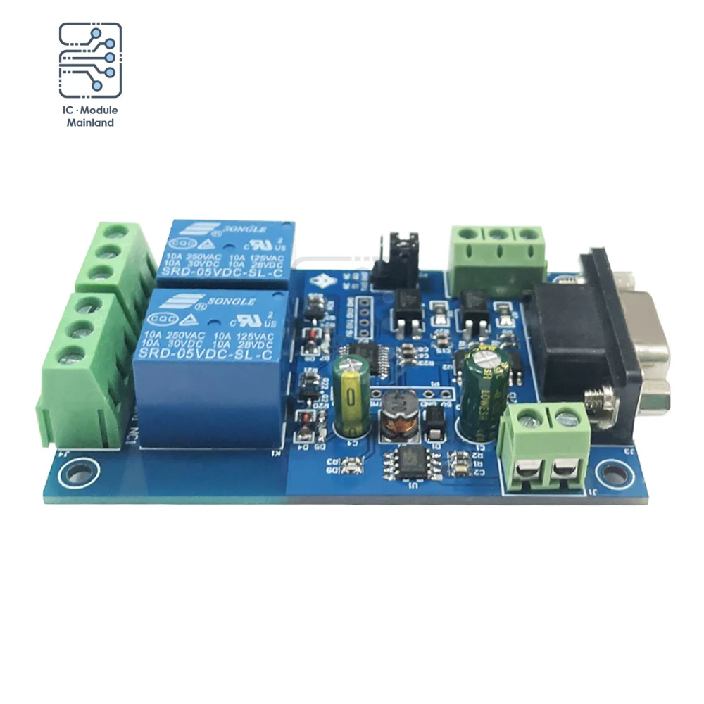 DC7-24V 2-канальный модуль Modbus RTU с одним релейным модулем RS232/TTL UART блок питания для