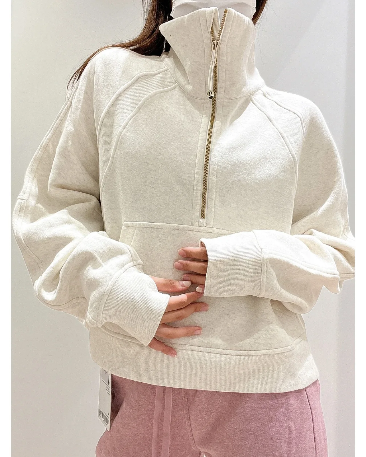 

Women Winter New Hooded Sweater Half Zipper Yoga Sports Casual Fleece Top