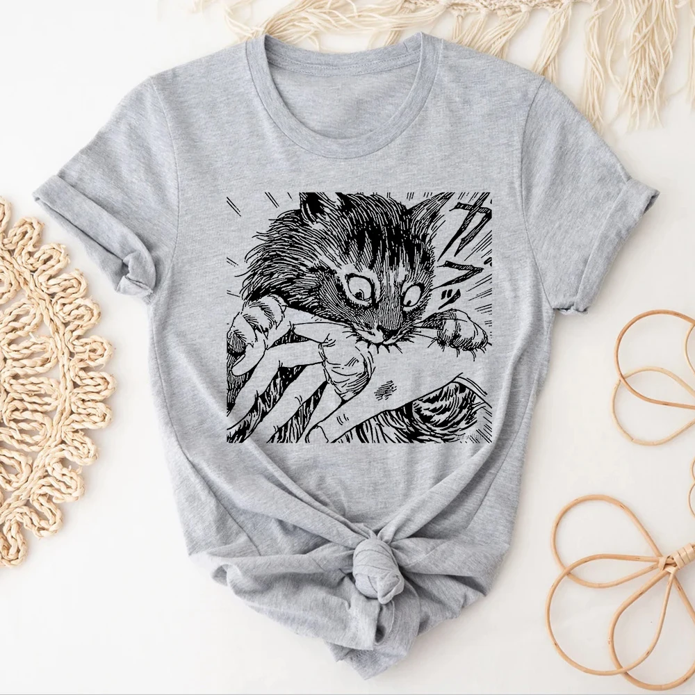 Junji Ito top tees women Gothic kawaii Vintage Digital University tshirt aesthetic 80s 2000s Comfortable