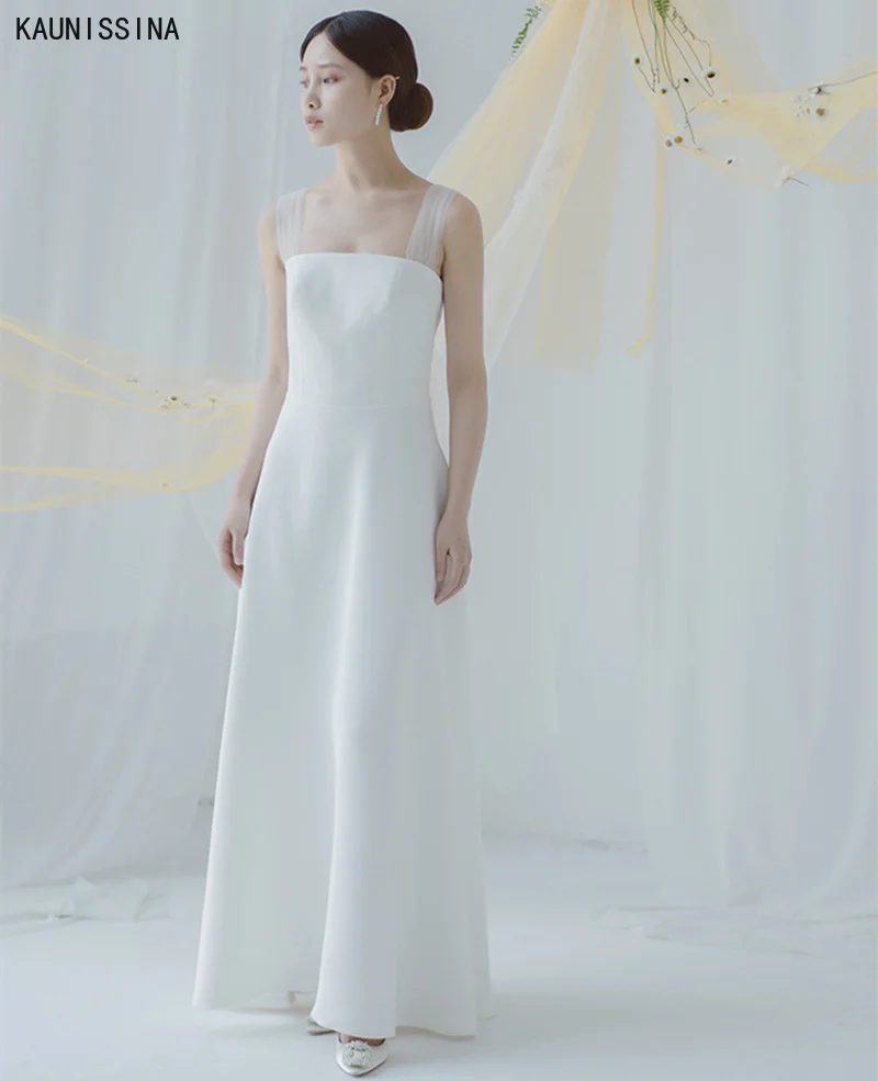 Длинные свадебные платья-трапеции в стиле бохо KAUNISSINA простые белые платья с