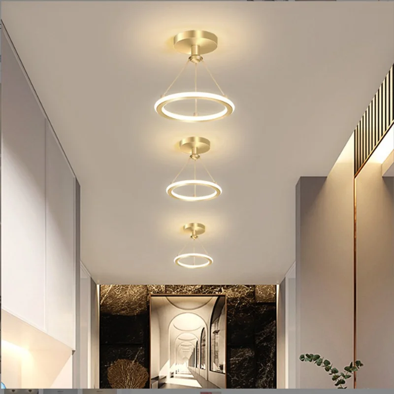 

Chandeliers Modern Entryway LED Simple Aisle Corridor Lighting Creative Balcony Black Gold Ceiling Lamps Pendant Light