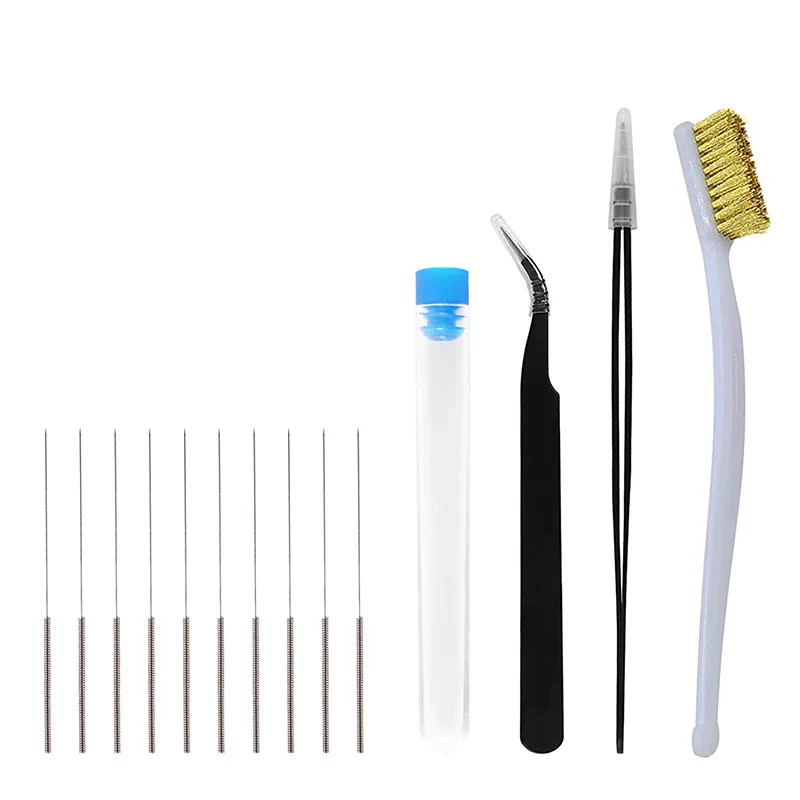 

3D Printer Nozzle Cleaning Tool Kit 0.15mm 0.2mm 0.25mm 0.3mm 0.35mm 0.4mm Needles Tweezers Brush for Ender 3 CR10 Kobra KP3S
