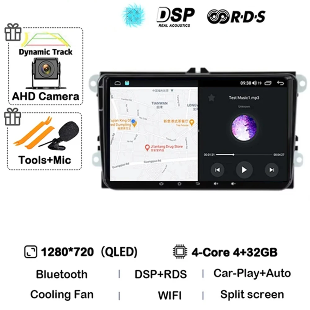 

9-дюймовая автомобильная магнитола Android 15 для VW/Volkswagen/Golf/Polo/Tiguan/Passat/B7/B6/Seat/Leon/Skoda/Octavia с GPS-навигацией и мультимедийным плеером