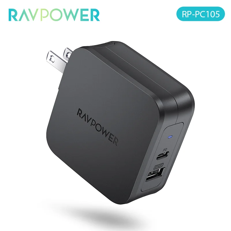 

Сетевое зарядное устройство RAVPower, 61 Вт, USB C PD, улучшенное быстрое зарядное устройство QC 3,0 Smart 2.0, технология обнаруживает широкую совместимос...