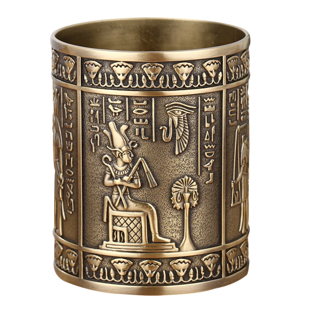 

Egyptian Idol Holder Metal Brush Containers Organizer Organizers Stationery Office