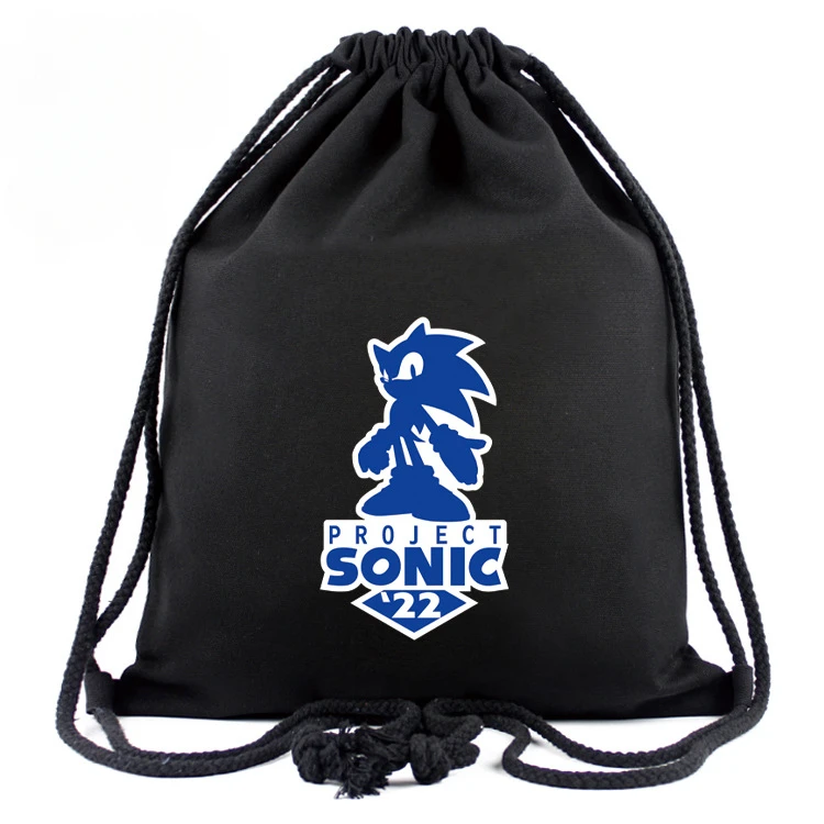 

Sonic Peripheral Canvas Drawstring Pocket Two-dimensional Cartoon Anime Backpack Fashion Drawstring Bag Simple School Bag