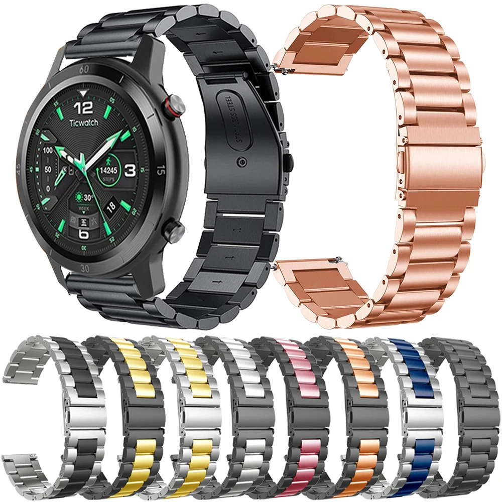

Wristband Strap For TicWatch Pro 2021/Pro 3 Ultra GPS/GTX Watch Band For TicWatch E3 GTH S2 Stainless steel Bracelet Accessorie