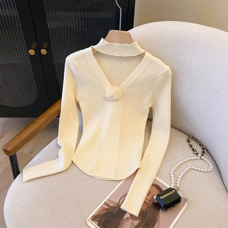 Pure Desire винтажный топ с v-образным вырезом и бретелькой на шее полый вязаный