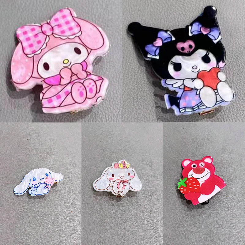 

5Pcs My Melody Kuromi Anime Cartoon Small Hair Clip Kawaii Sweet Cute Girl Heart Student Duck Mouth Hair Accessories Edge Clip