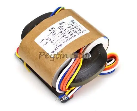 

1Pc 50W 50VA R-type Primary Input 0-115-230V-SCN or 0-220V-SCN Secondary Output 25V 18V-9V 24V-12V R-core Transformer Audiophile