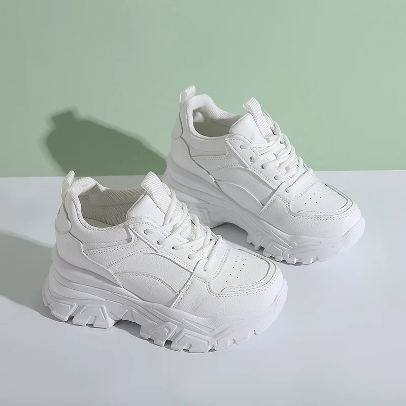 

Женская повседневная обувь, новая Универсальная резиновая однотонная обувь на шнуровке, с толстой подошвой и вулканизированной подошвой, K