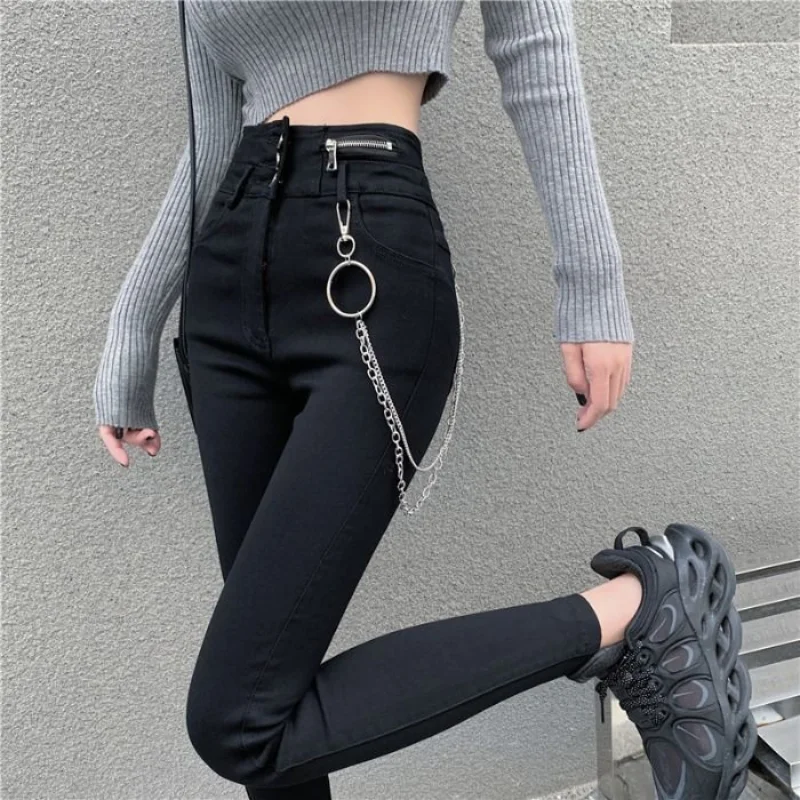 

2021 Women Spring New Solid Pencil Pant Ladies Split Casual Slim Elastic High Waist Long Trousers Female Slim Straight Pant I827