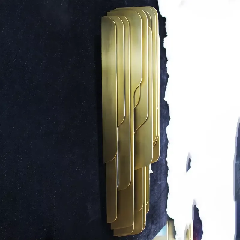 Фото Декоративный настенный светильник Yihao Gold для спальни, отеля, прикроватный, из латуни, для фоновой подсветки стен №2