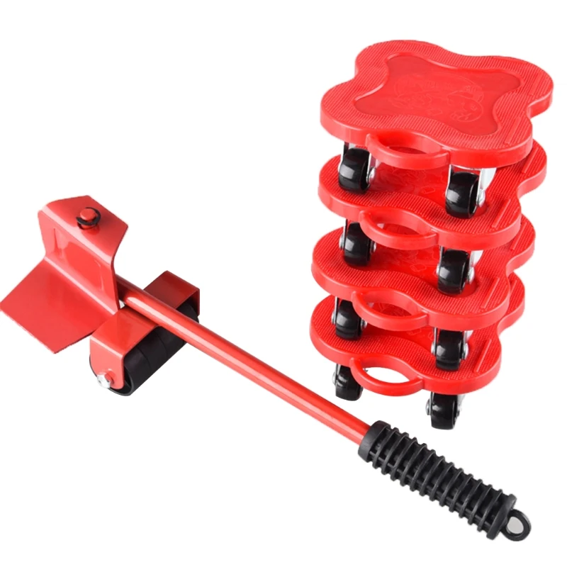 

360 Degree Furniture Mover Tools Transport Lifter Heavy Stuffs Moving 4 Wheeled Roller Universal Pulley 1Bar Professional Device